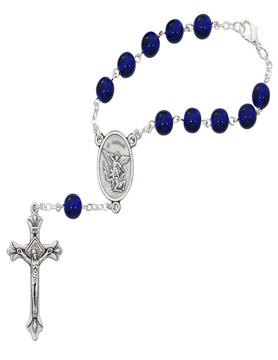 St. Michael Blue Auto Rosary Military Protection St. Michael Armed Forces Protection Armed Forces Guidance