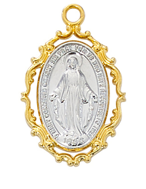 Miraculous Medal Gold Over Sterling Silver with 18" Gold Plated Chain