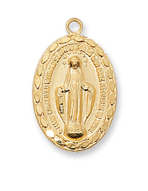 Miraculous Medal Gold Over Sterling Silver with 18" Gold Plated Chain