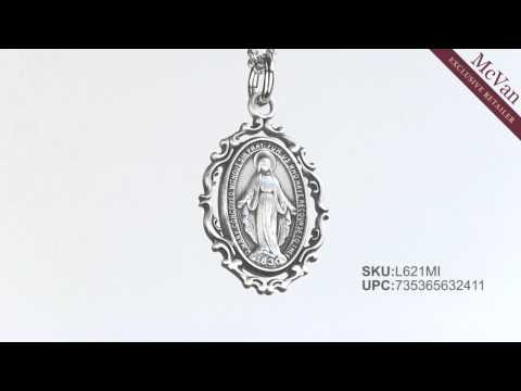 Miraculous Medal Sterling Silver with 18" Rhodium Plated Chain