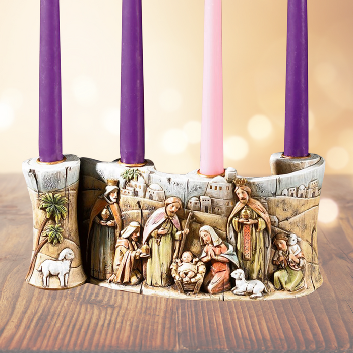 10" Long Nativity Scroll Advent Candleholder - 1 Piece Per Package