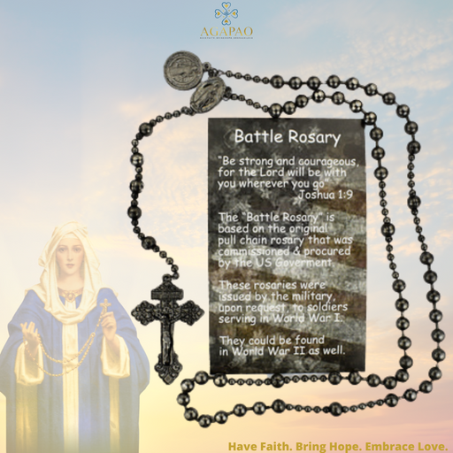 Gun Metal Battle Rosary with St. Benedict Medal Military Protection Armed Forces Protection Armed Forces Guidance