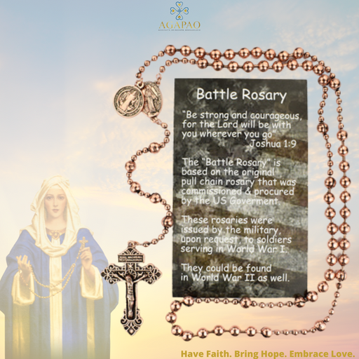 Copper Plated Battle Rosary with St. Benedict Medal Military Protection Armed Forces Protection Armed Forces Guidance