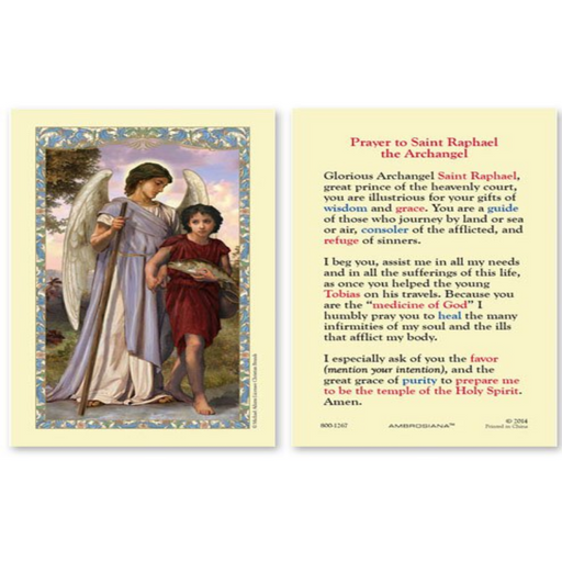 Laminated Holy Card St. Raphael Saint Raphael Card Saint Raphael Holy card Saint Raphael Card